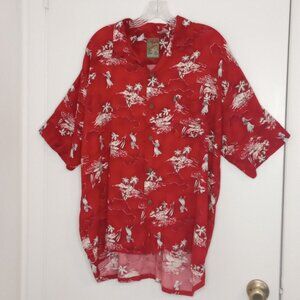 Pineapple Connection Red Hawaiian Hula Print Men's Shirt